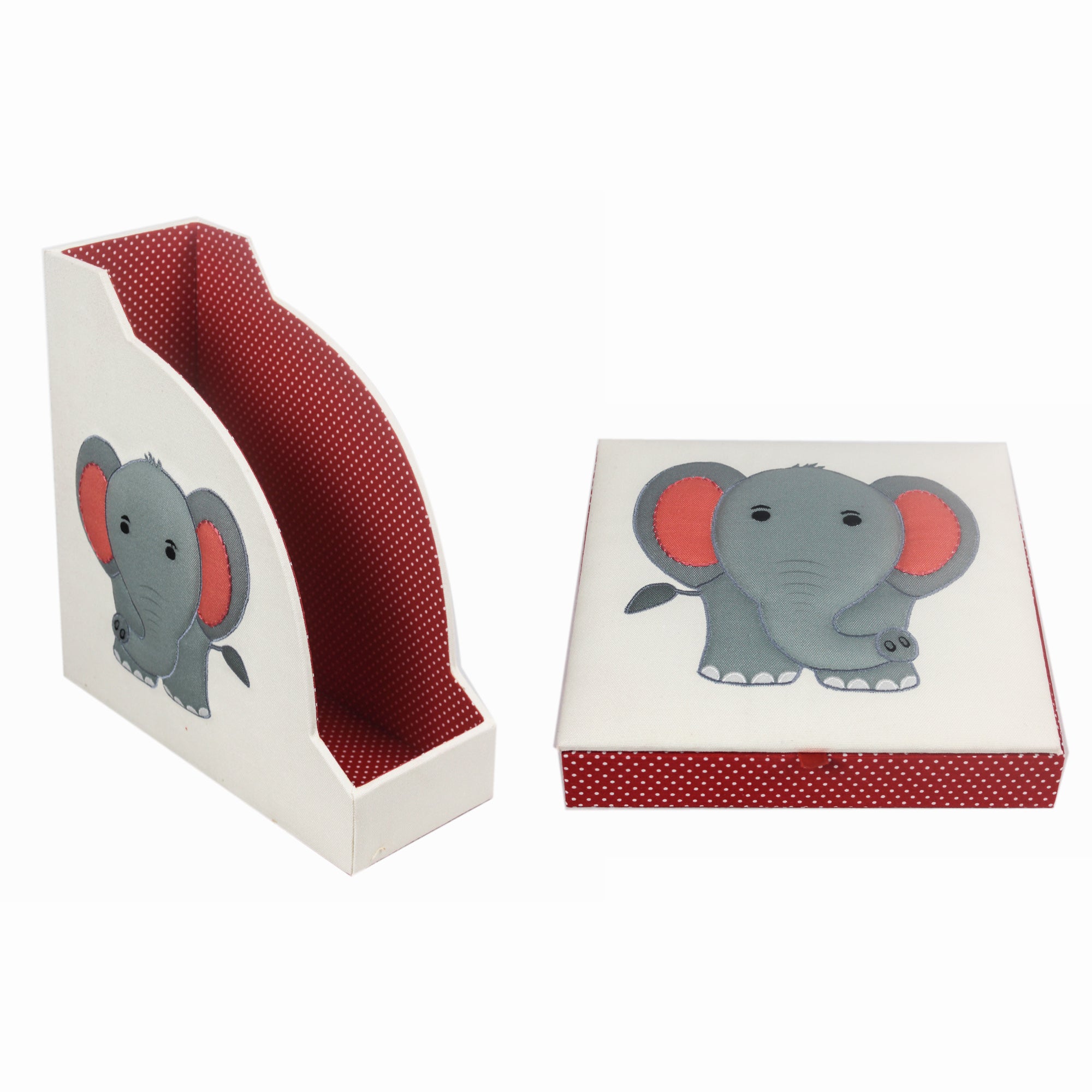 Elephant Design Magazine Holder & Stationery Organizer (Set of 2)